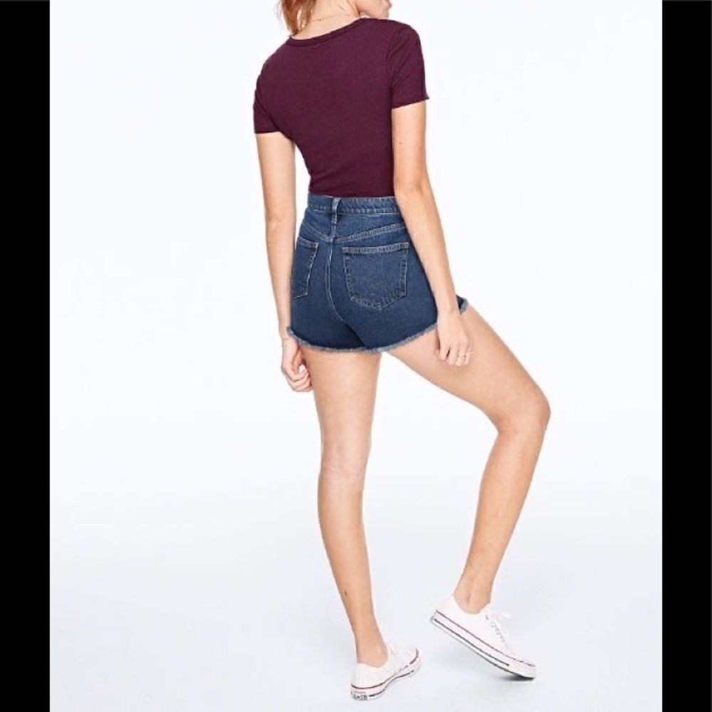 Victoria Secret PINK Women High Waist Cut Off Denim Shorts Blue Size 24 - Picture 2 of 5